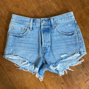 Vintage Levi 501 High Rise Button Jean Shorts - Blue (Sz 26)